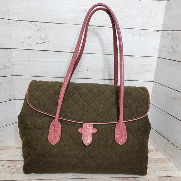 MZ Wallace quilted brown and pink satchel handbag - Picture 11 of 15